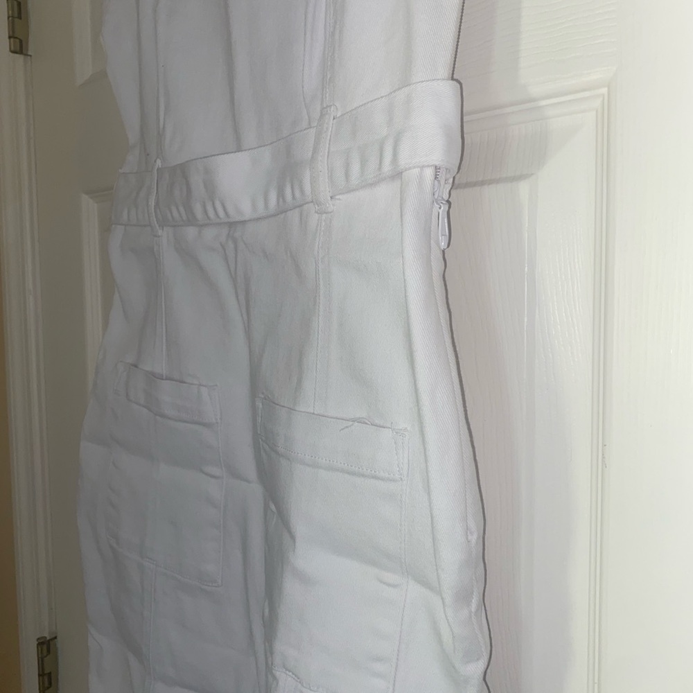White Midi Denim Dress with Tortoise Accent by Shoe Dazzle EUC - Picture 8 of 12